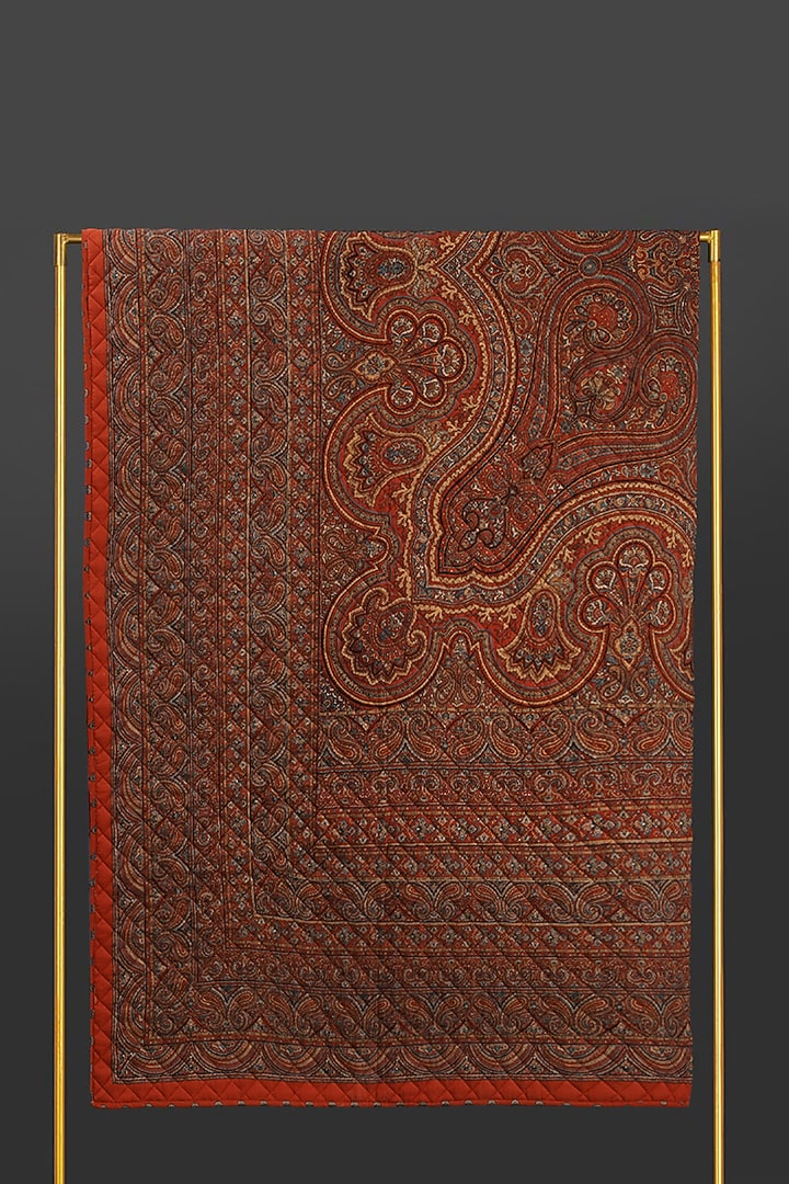 Red Jamawar Double Bed Quilt by Ritu Kumar Home at Pernia's Pop Up Shop