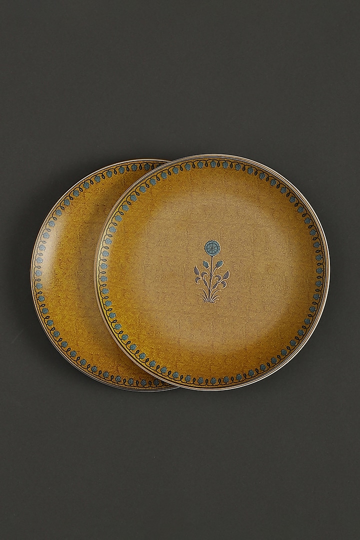 Yellow Jal Mahal Side Plates (Set of 2) by Ritu Kumar Home
