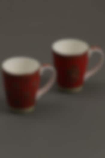Red Lavana Mugs (Set of 2) by Ritu Kumar Home