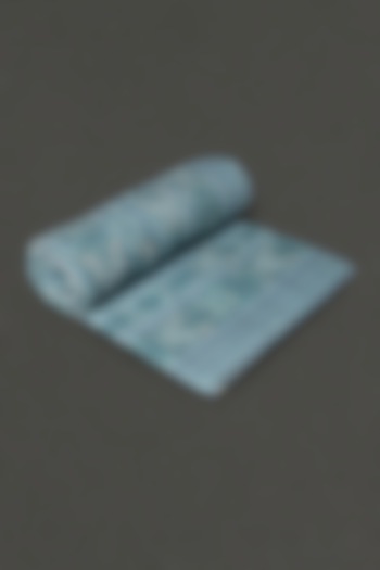 Powder Blue Printed Double Bed Quilt by Ritu Kumar Home at Pernia's Pop Up Shop