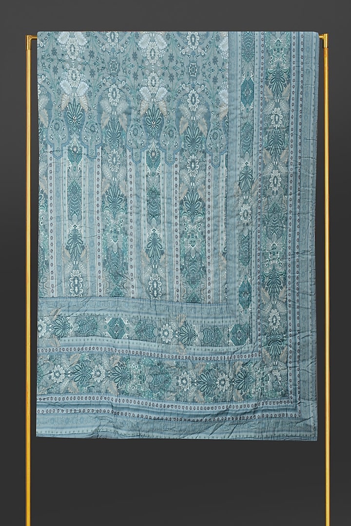 Powder Blue Printed Double Bed Quilt by Ritu Kumar Home at Pernia's Pop Up Shop