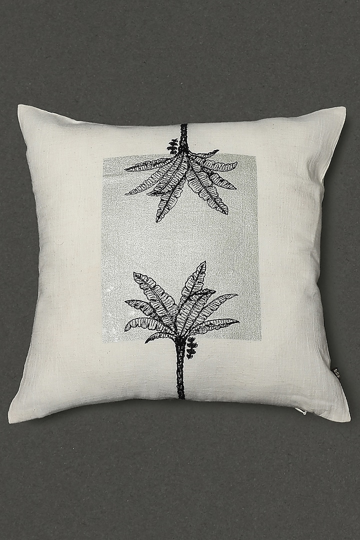 Ivory Square Cushion With Filler by Ritu Kumar Home