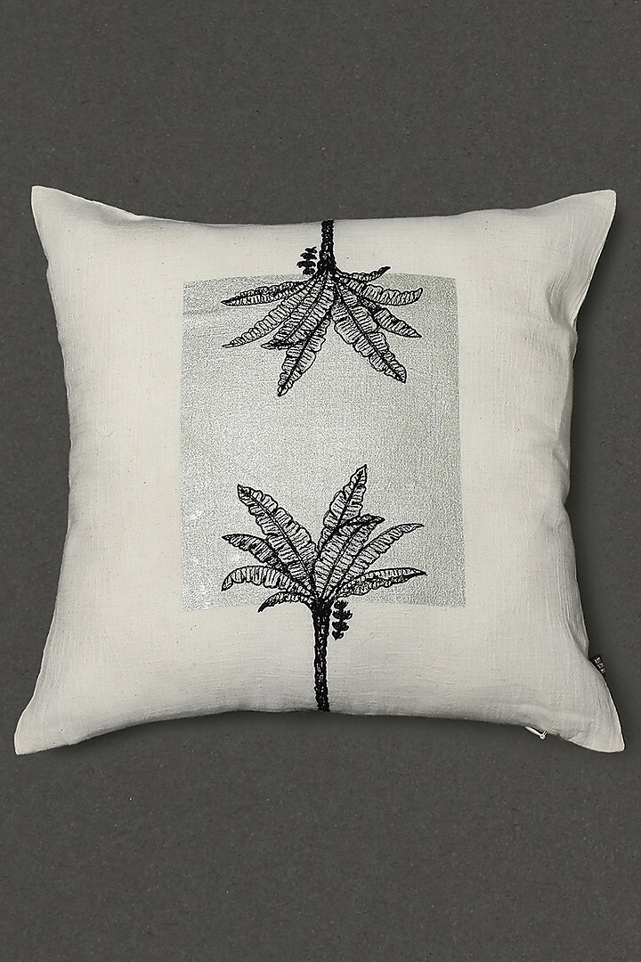 Ivory Square Cushion With Filler by Ritu Kumar Home