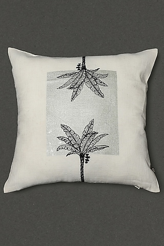 Ivory Square Cushion With Filler by Ritu Kumar Home