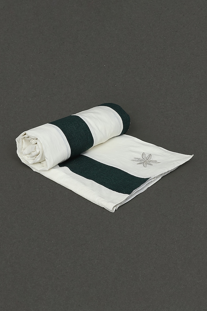 Ivory & Green Double Bedcover by Ritu Kumar Home at Pernia's Pop Up Shop