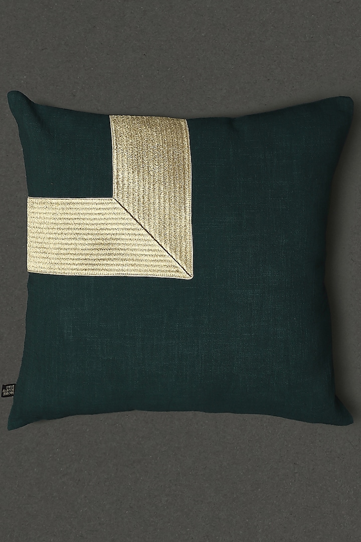 Green Square Cushion With Filler by Ritu Kumar Home