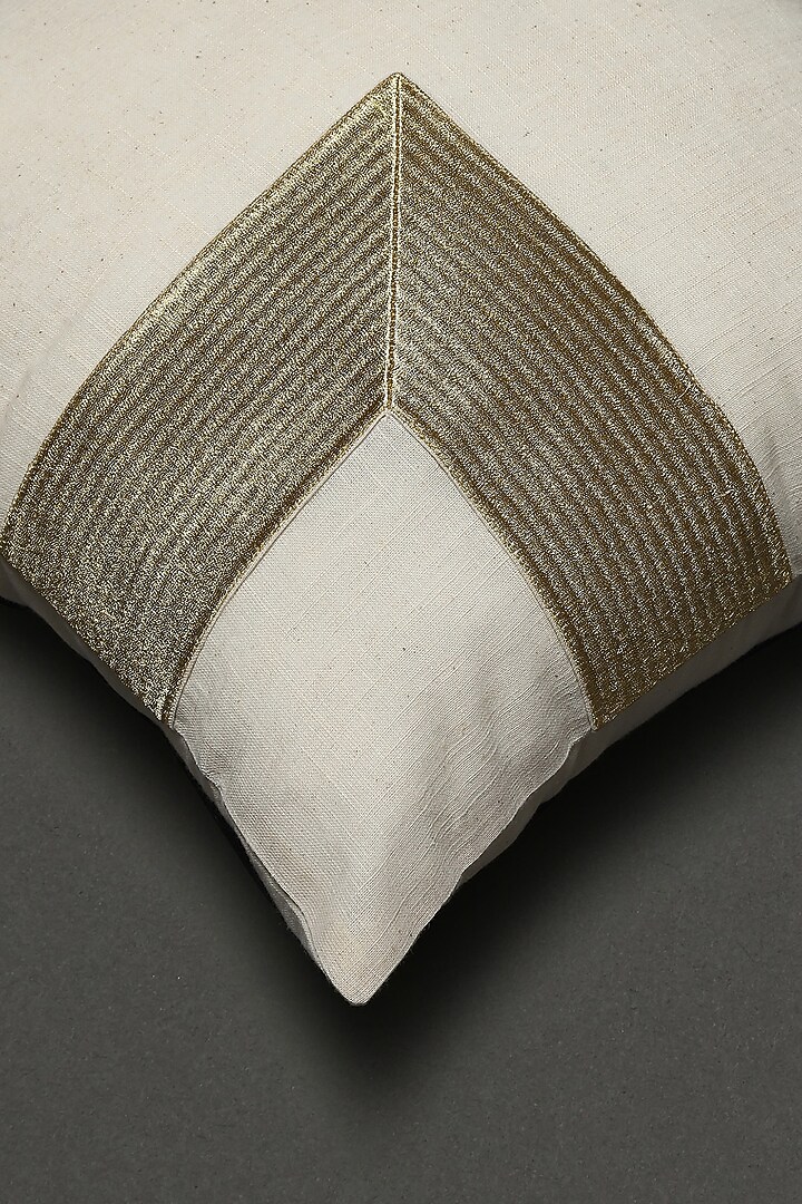 Ivory Embroidered Cushion With Filler by Ritu Kumar Home at Pernia's Pop Up Shop