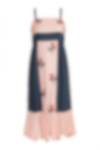 Blush Pink Screen Printed & Embroidered Summer Dress by DOOR OF MAAI at Pernia's Pop Up Shop