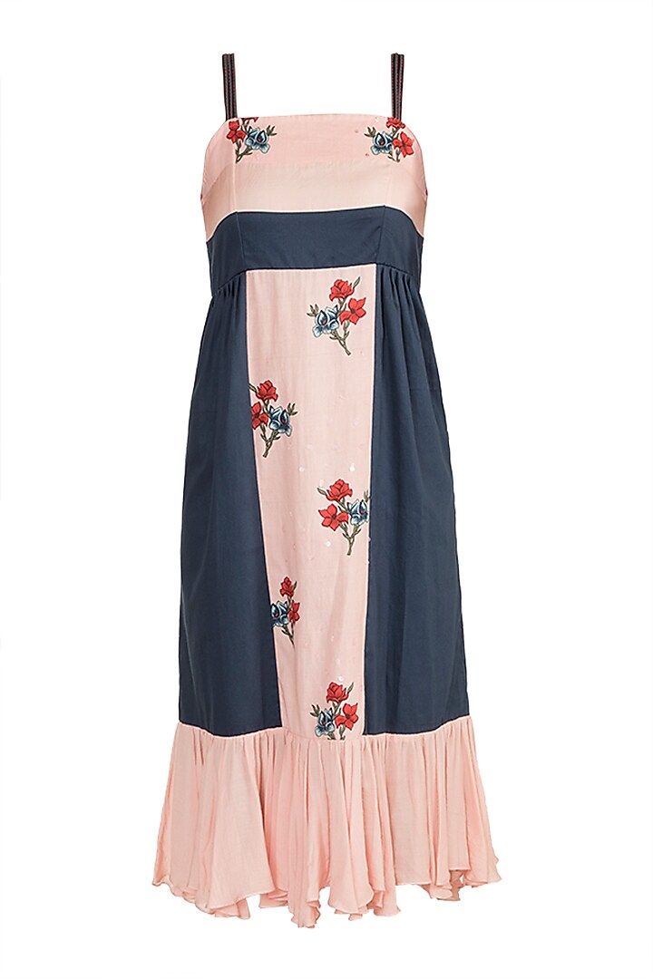 Blush Pink Screen Printed & Embroidered Summer Dress by DOOR OF MAAI at Pernia's Pop Up Shop