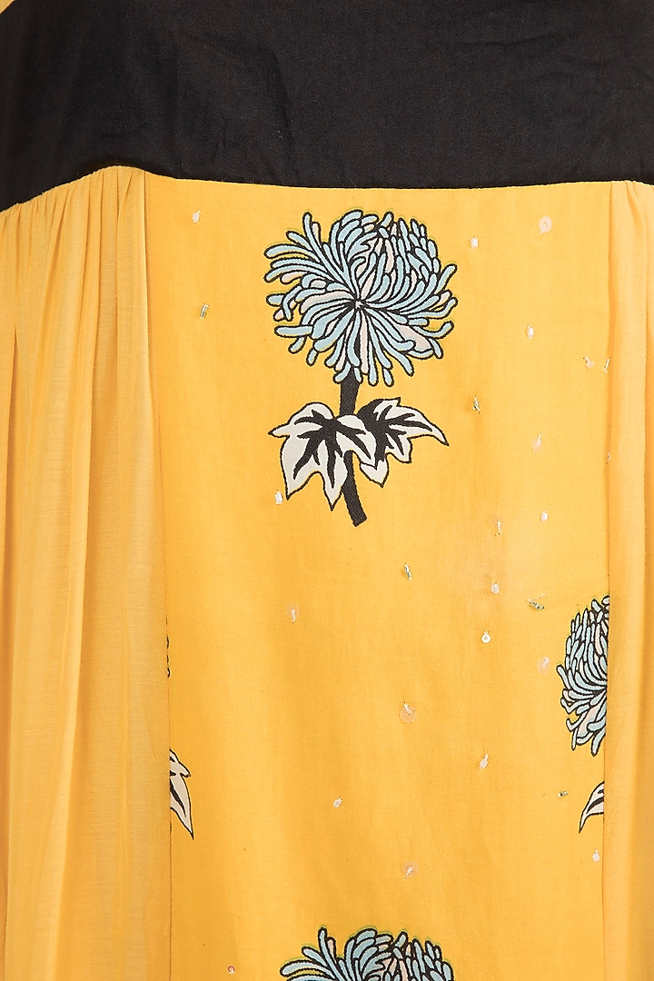 Yellow Printed & Embroidered Strappy Summer Dress by DOOR OF MAAI at Pernia's Pop Up Shop