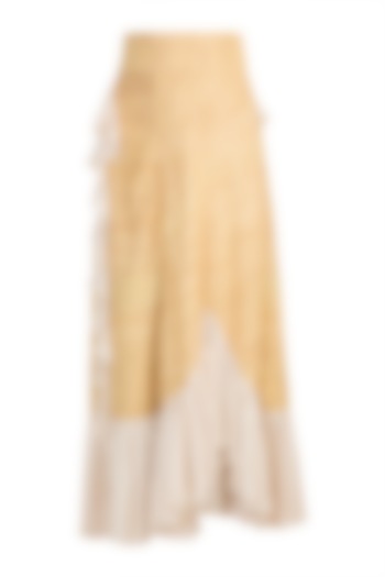 Ochre Yellow High-Low Ruffled Skirt by DOOR OF MAAI
