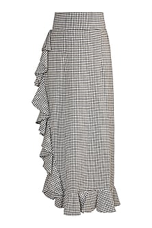 Black & White Checkered Ruffled Skirt Design by DOOR OF MAAI at Pernia ...