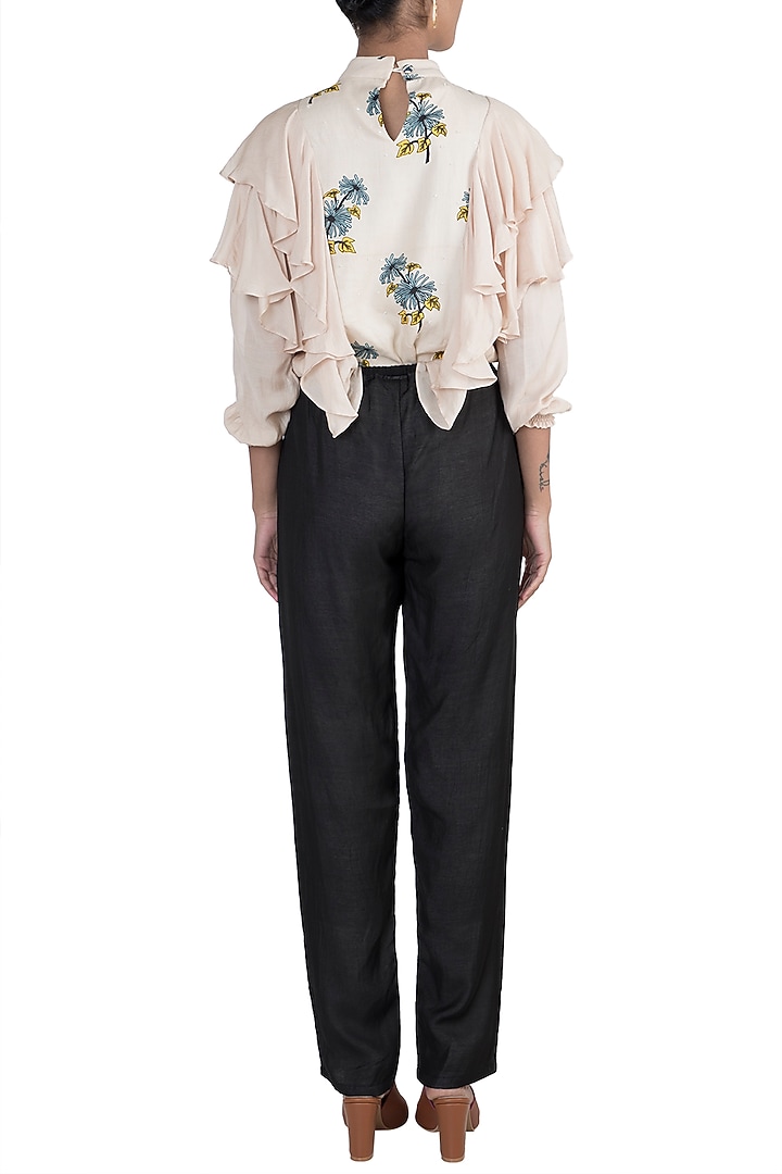 Black Elasticated Pants by DOOR OF MAAI at Pernia's Pop Up Shop