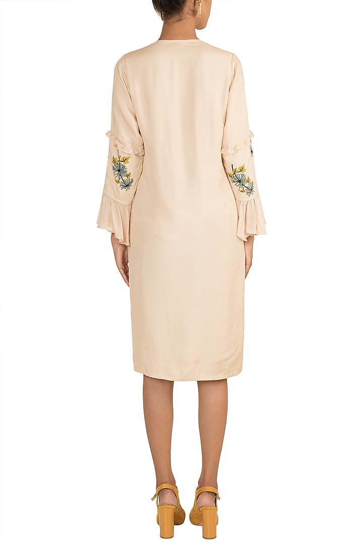 Frosted Almond Printed Ruffled Dress by DOOR OF MAAI at Pernia's Pop Up Shop
