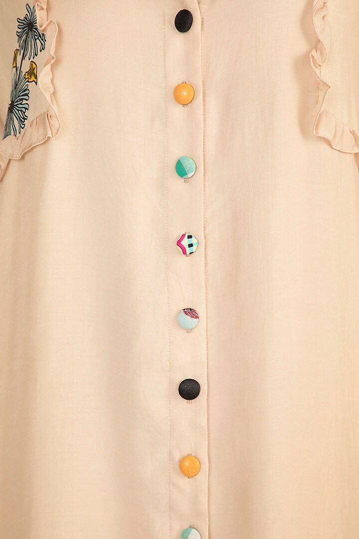 Frosted Almond Printed Ruffled Dress by DOOR OF MAAI at Pernia's Pop Up Shop