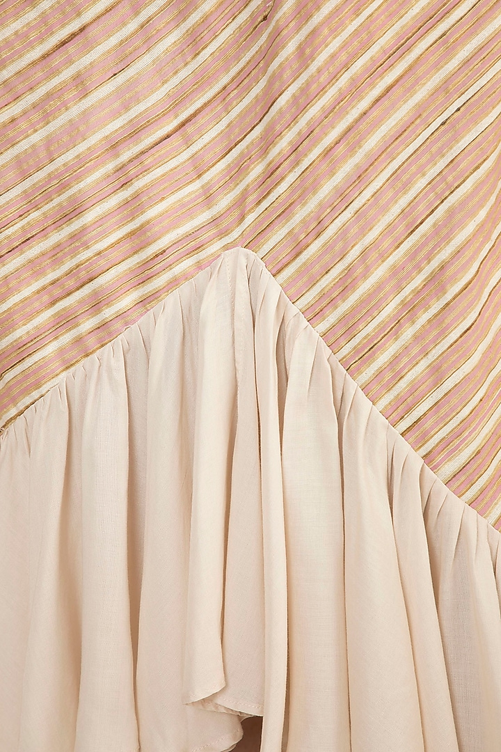 Pink Striped Ruffled Skirt by DOOR OF MAAI at Pernia's Pop Up Shop