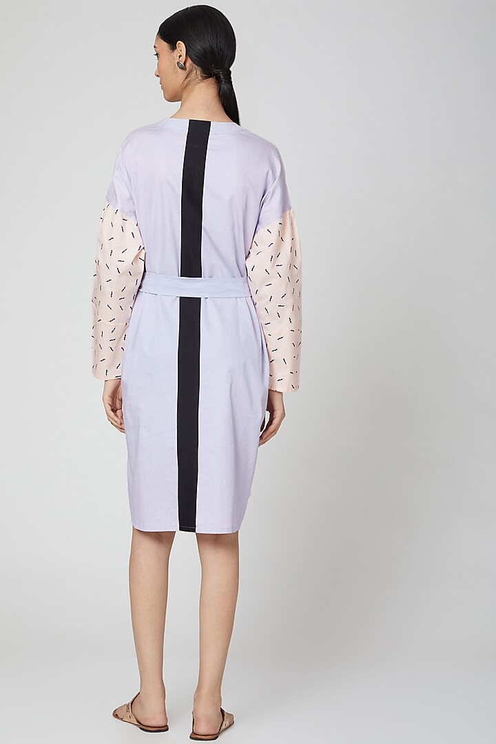 Baby Pink Printed Summer Shirt Dress With Belt by DOOR OF MAAI at Pernia's Pop Up Shop