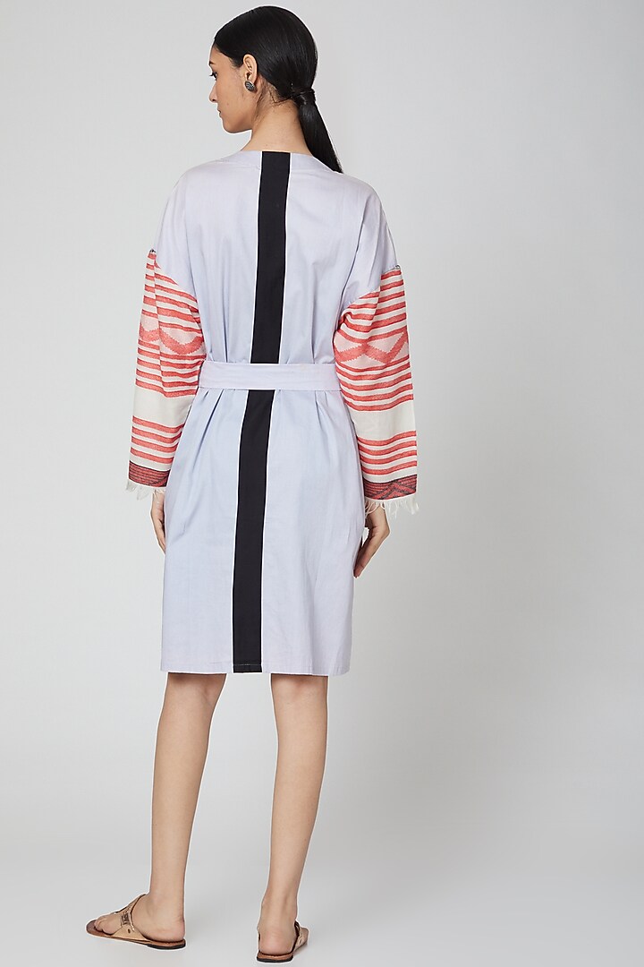 Violet Printed Summer Shirt Dress With Belt by DOOR OF MAAI at Pernia's Pop Up Shop