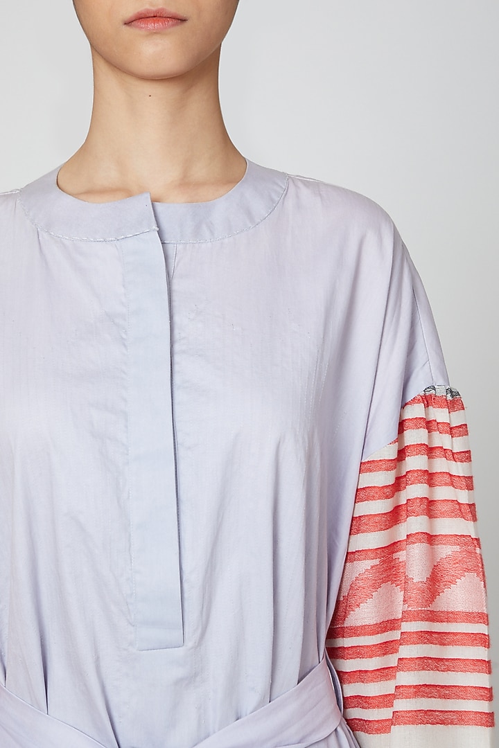 Violet Printed Summer Shirt Dress With Belt by DOOR OF MAAI at Pernia's Pop Up Shop