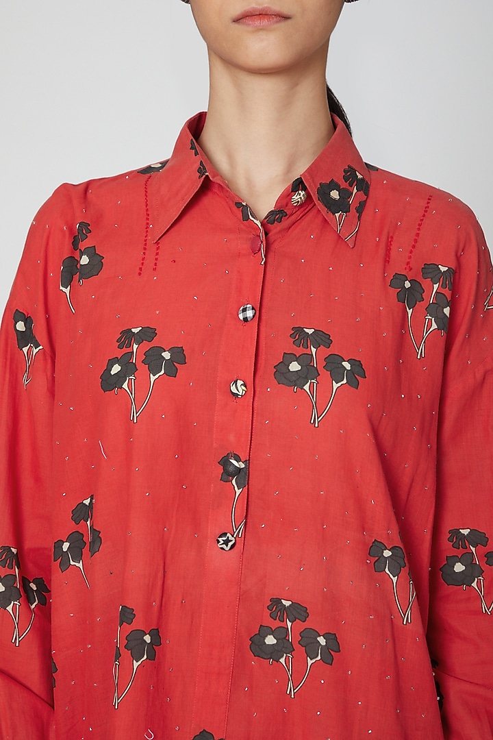 Blood Red Printed Tunic Summer Dress by DOOR OF MAAI at Pernia's Pop Up Shop