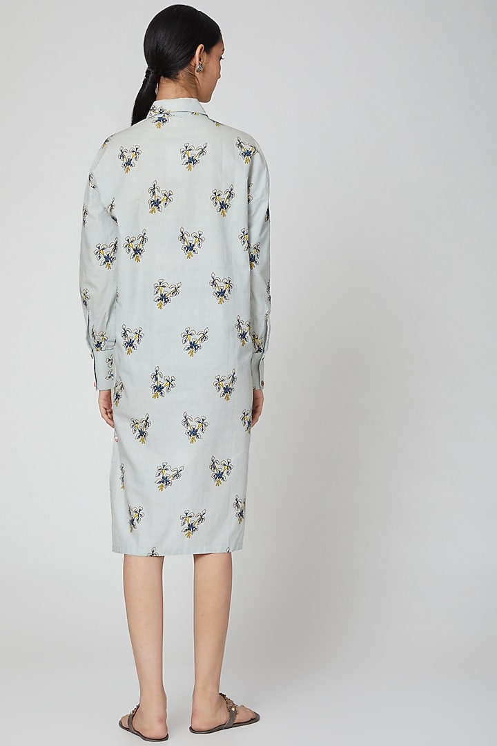 Powder Blue Printed Tunic Summer Dress by DOOR OF MAAI at Pernia's Pop Up Shop