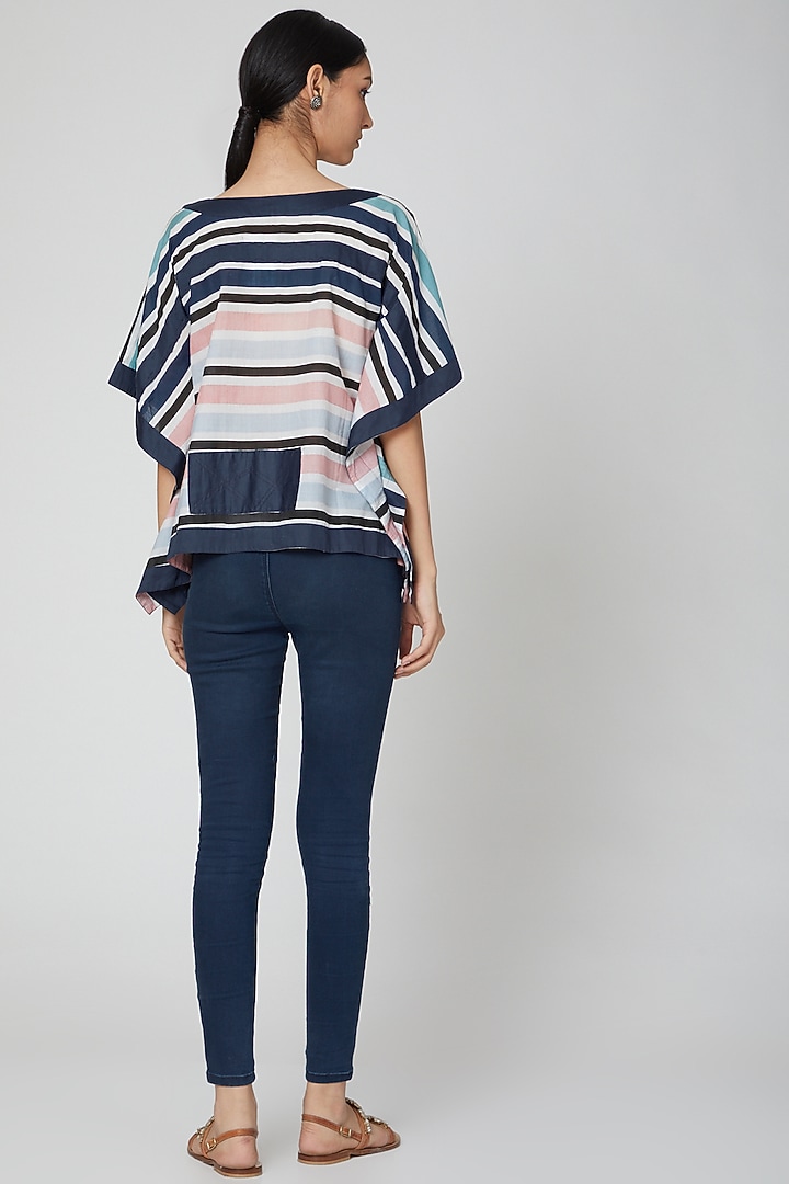 Multi Colored Printed Striped Top by DOOR OF MAAI at Pernia's Pop Up Shop