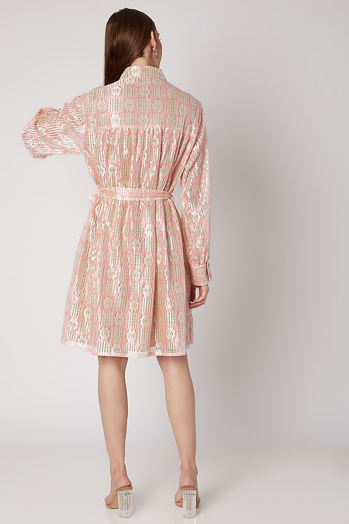Fuchsia Collared Summer Shirt Dress With Belt by DOOR OF MAAI at Pernia's Pop Up Shop