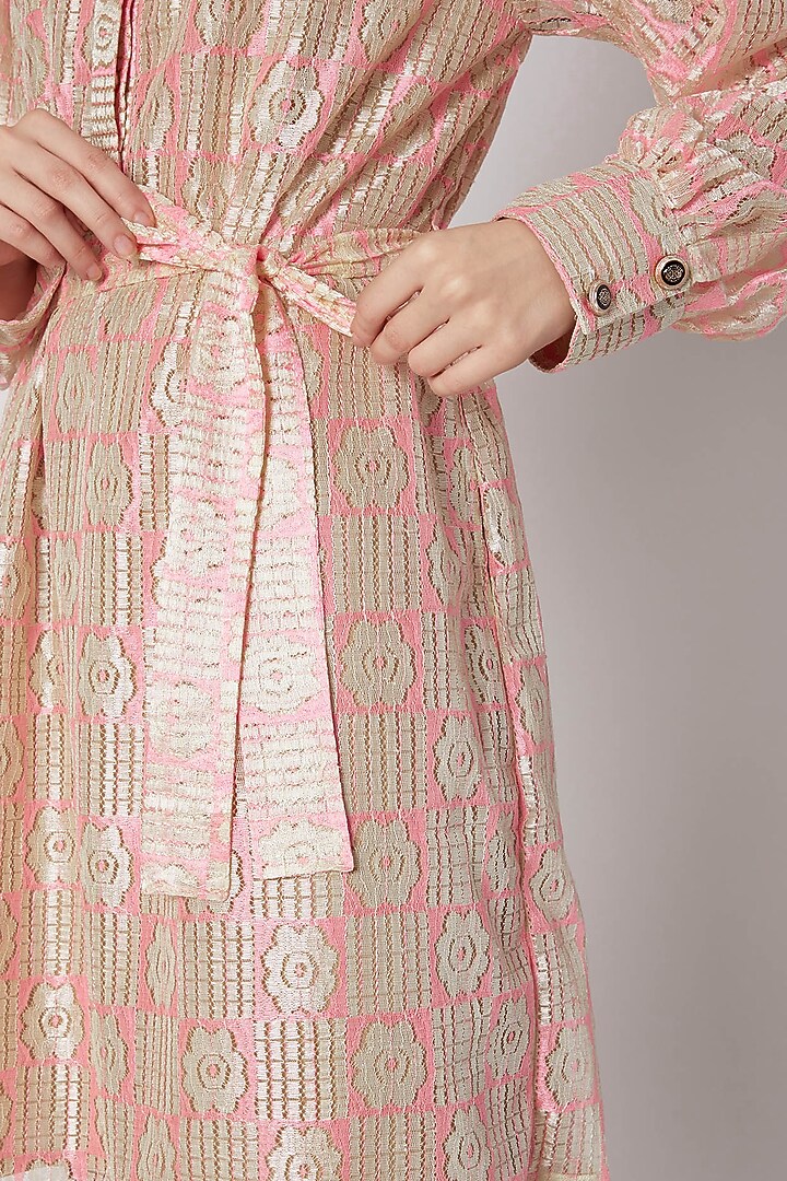 Fuchsia Collared Summer Shirt Dress With Belt by DOOR OF MAAI at Pernia's Pop Up Shop