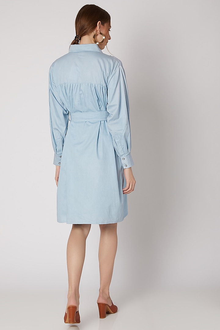 Cobalt Blue Summer Shirt Dress With Belt by DOOR OF MAAI at Pernia's Pop Up Shop