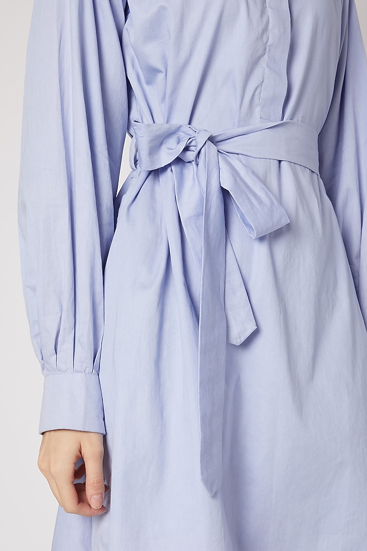 Sky Blue Collared Summer Shirt Dress by DOOR OF MAAI at Pernia's Pop Up Shop