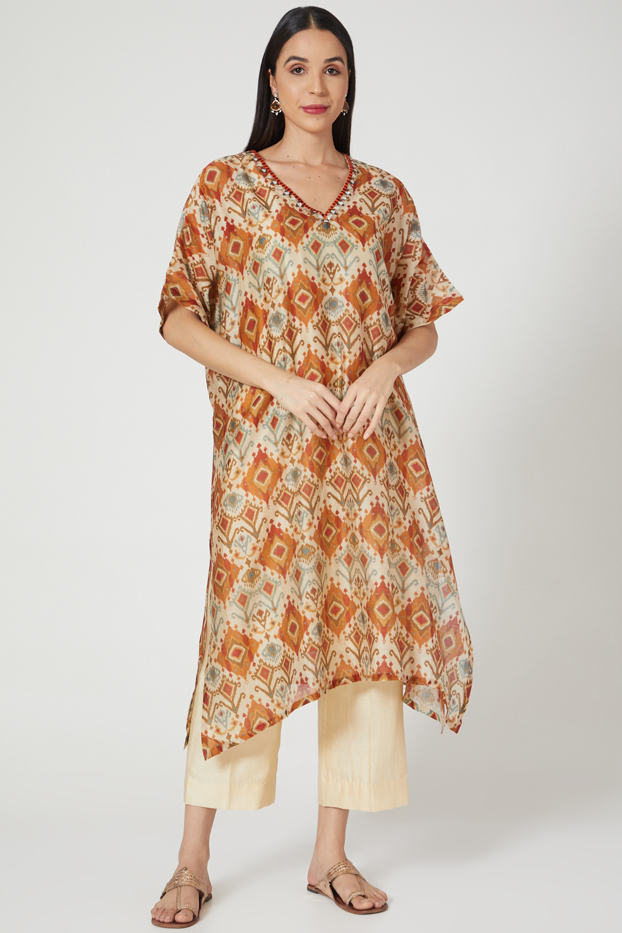 embroidered kaftan tunic