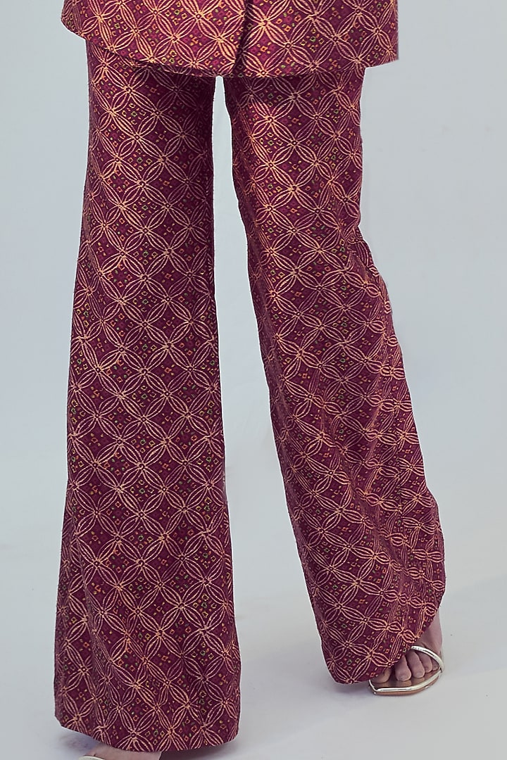 Dark Magenta Floral Printed Jacket Set by Drishti & Zahabia at Pernia's Pop Up Shop