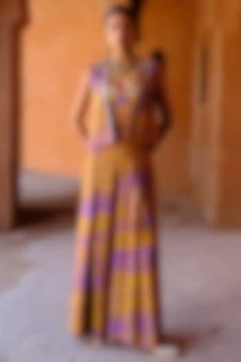 Yellow Dupion Silk Box Pleated Pant Set by Drishti & Zahabia at Pernia's Pop Up Shop