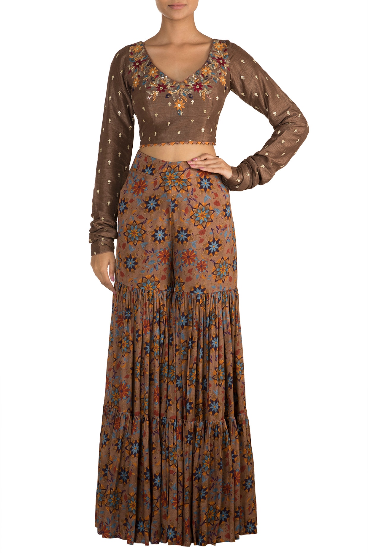 sharara dress with crop top