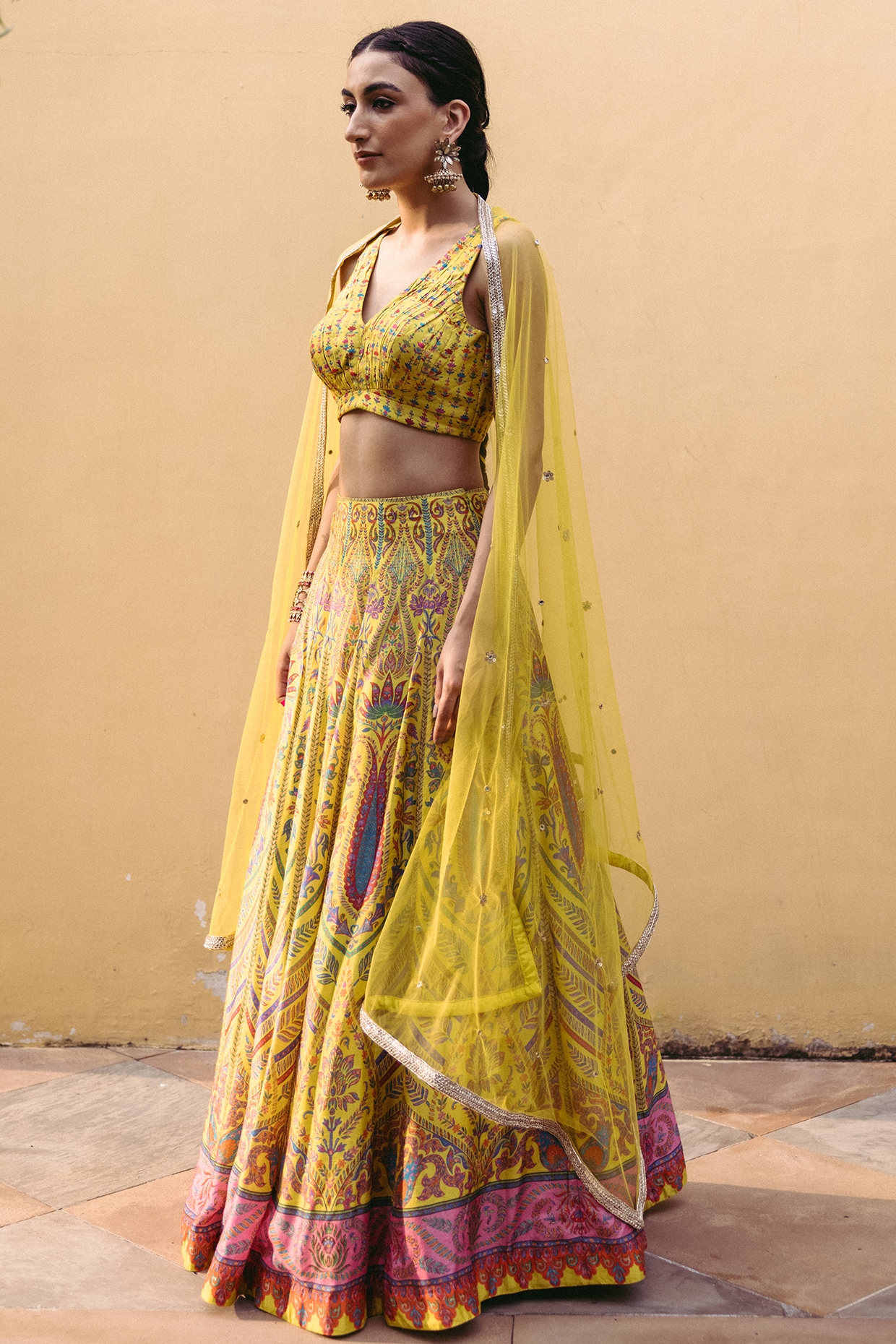 Haldi Special Georgette Yellow Lehenga With Bandhani Dupatta – tapee.in