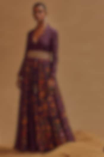 Purple Printed Maxi Dress by Drishti & Zahabia at Pernia's Pop Up Shop