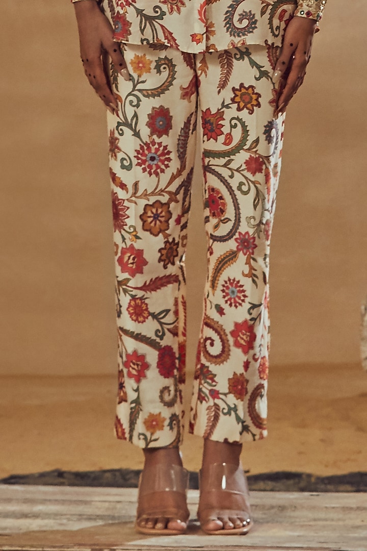 Ivory Dupion Silk Co-Ord Set by Drishti & Zahabia at Pernia's Pop Up Shop