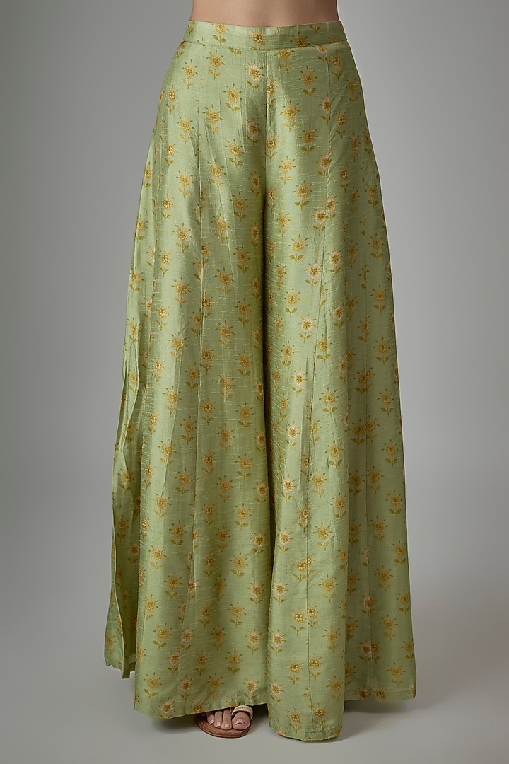 Beige Tissue Dupion Silk Phulkari Printed & Hand Embroidered Tunic Set by Drishti & Zahabia at Pernia's Pop Up Shop