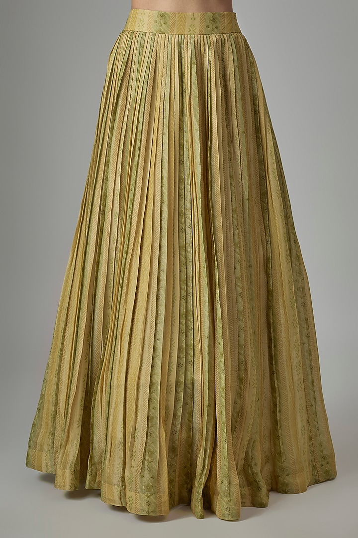 Green Dupion Silk Phulkari Printed & Hand Embroidered Wedding Lehenga Set by Drishti & Zahabia at Pernia's Pop Up Shop
