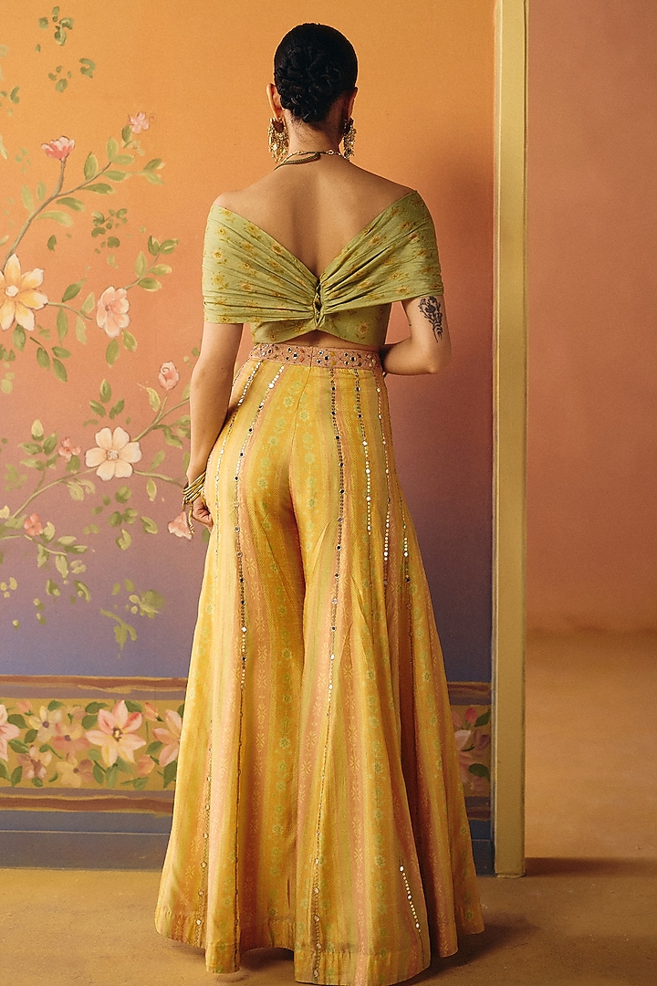 Blush Dupion Silk Flared Pant Set by Drishti & Zahabia at Pernia's Pop Up Shop