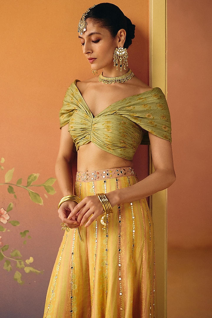 Blush Dupion Silk Flared Pant Set by Drishti & Zahabia at Pernia's Pop Up Shop