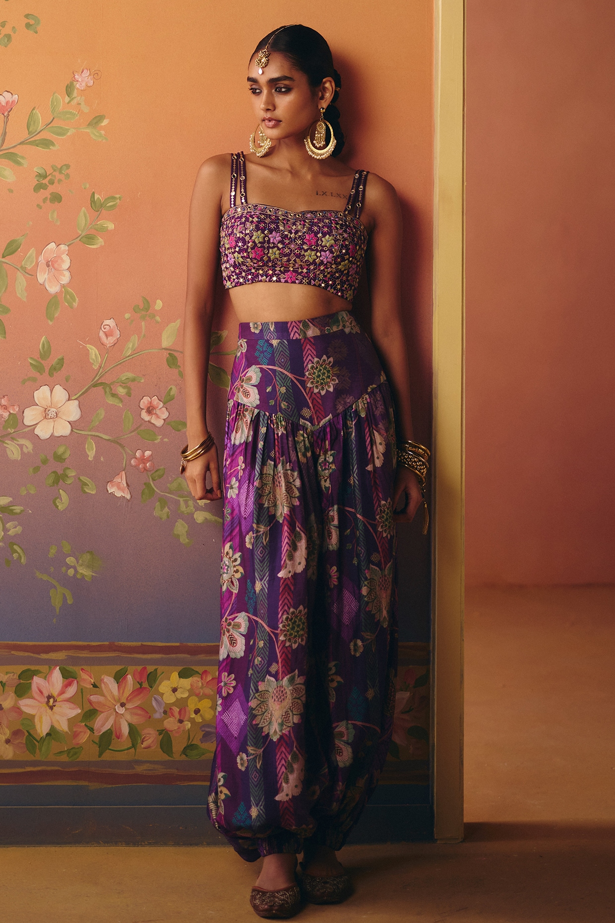 Drishti & Zahabia Purple Dupion Silk Printed Co-Ord Set