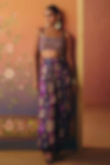 Purple Dupion Silk Printed Co-Ord Set by Drishti & Zahabia at Pernia's Pop Up Shop