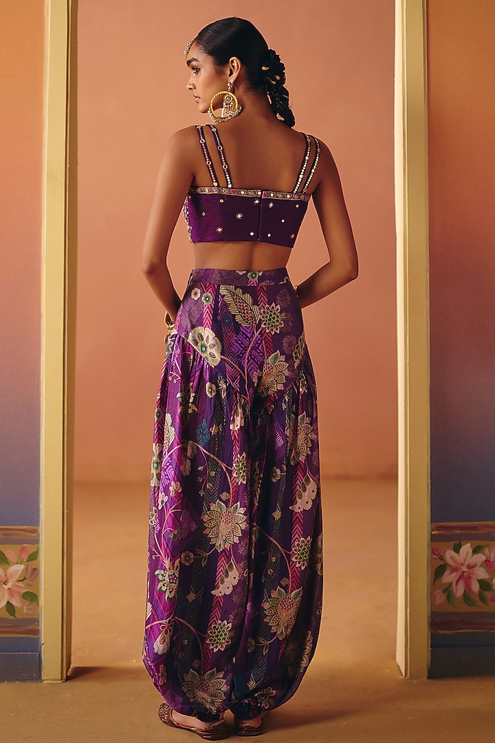 Purple Dupion Silk Printed Co-Ord Set by Drishti & Zahabia at Pernia's Pop Up Shop