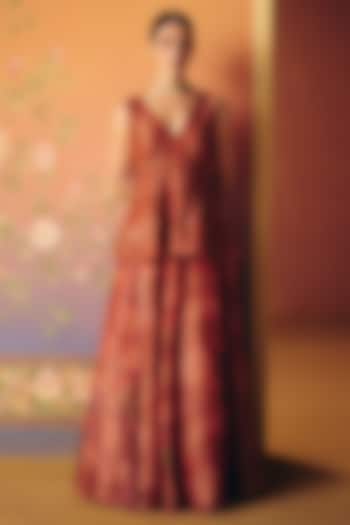 Rust Shimmer Tissue Skirt Set by Drishti & Zahabia at Pernia's Pop Up Shop