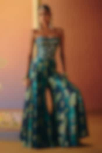 Blue Dupion Silk Co-Ord Set by Drishti & Zahabia at Pernia's Pop Up Shop
