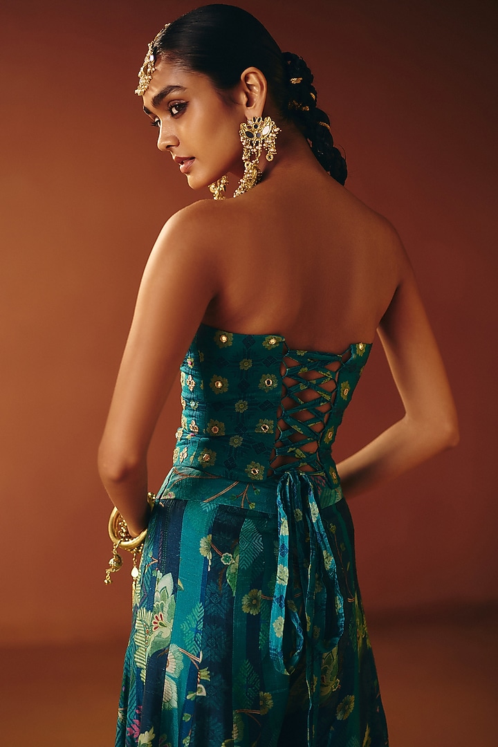 Blue Dupion Silk Co-Ord Set by Drishti & Zahabia at Pernia's Pop Up Shop
