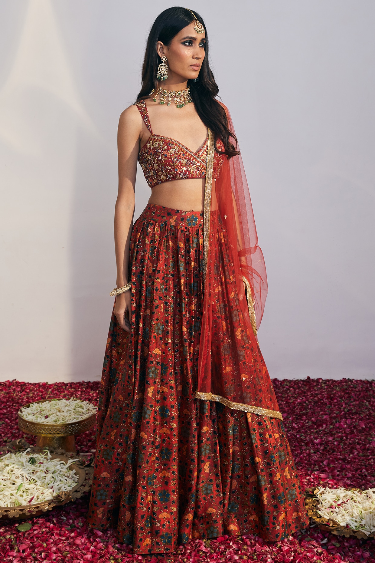 Oraganza ANK Enterprise Red Printed Designer Party Wear Lehenga Choli at Rs  1500 in Surat