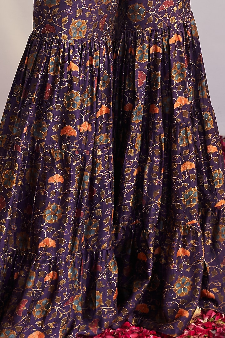 Purple Printed Wedding Sharara Set by Drishti & Zahabia at Pernia's Pop Up Shop