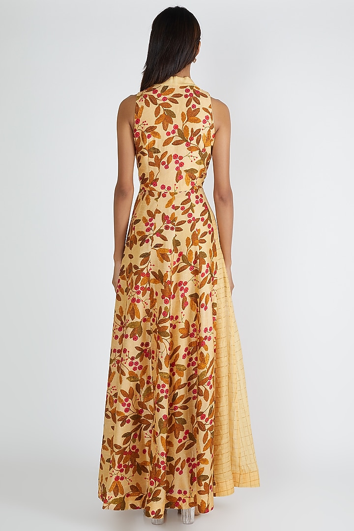 Yellow Printed Maxi Vacation Dress by Drishti & Zahabia at Pernia's Pop Up Shop